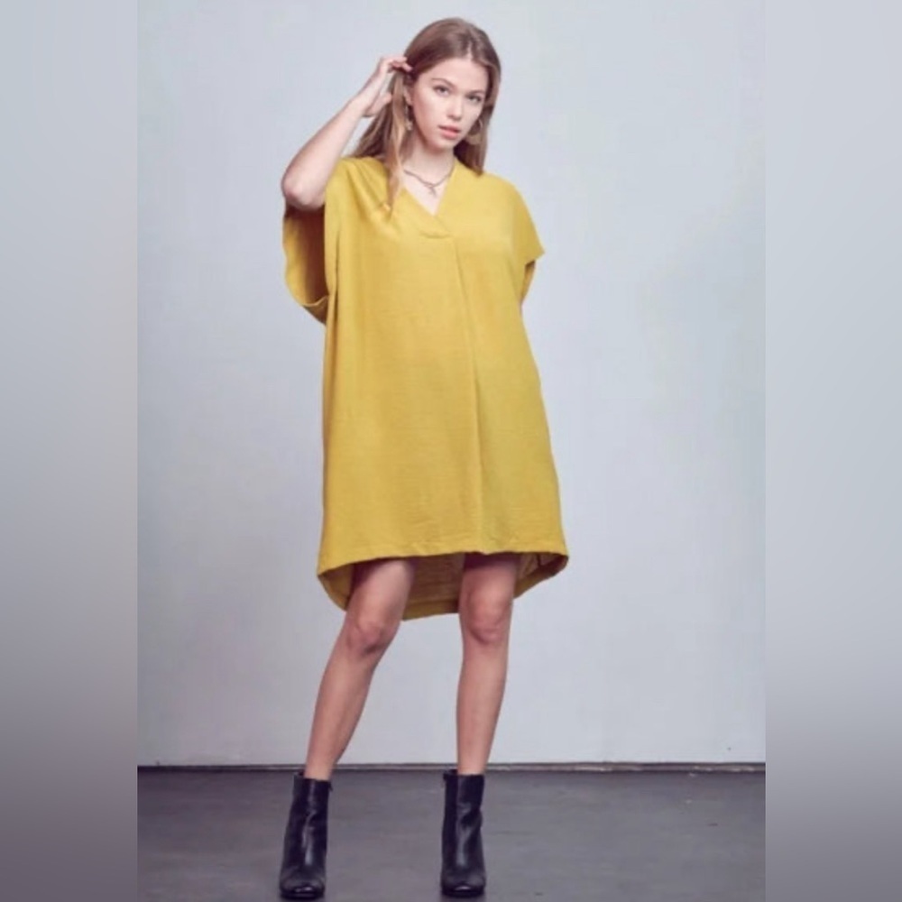 Mustard Yellow Dress Jade by Jane Flowy Boxy Cut Sleeveless Size 2X NEW